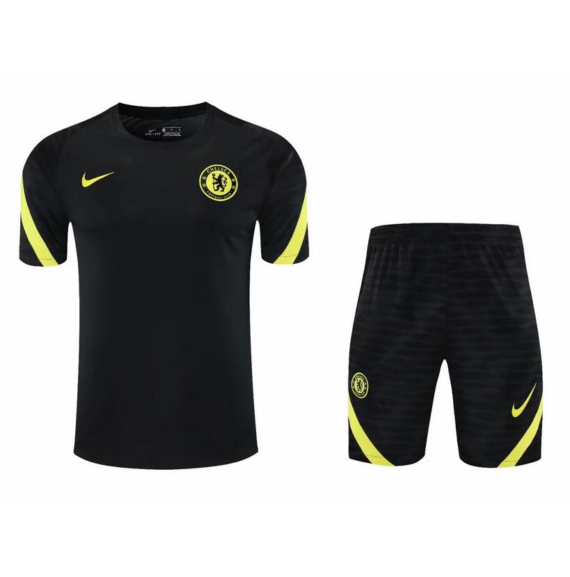 2021/22 Chelsea Black Pre-Match Training Kits Shirt with Shorts